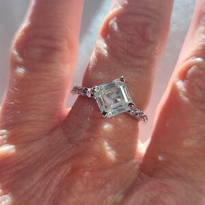 Moissanite Asscher cut Solitare Ring